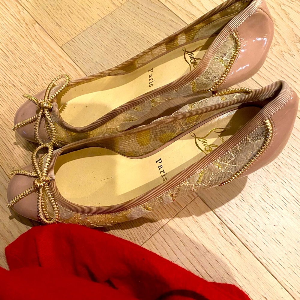Louboutin Pink Patten Kitten Heels